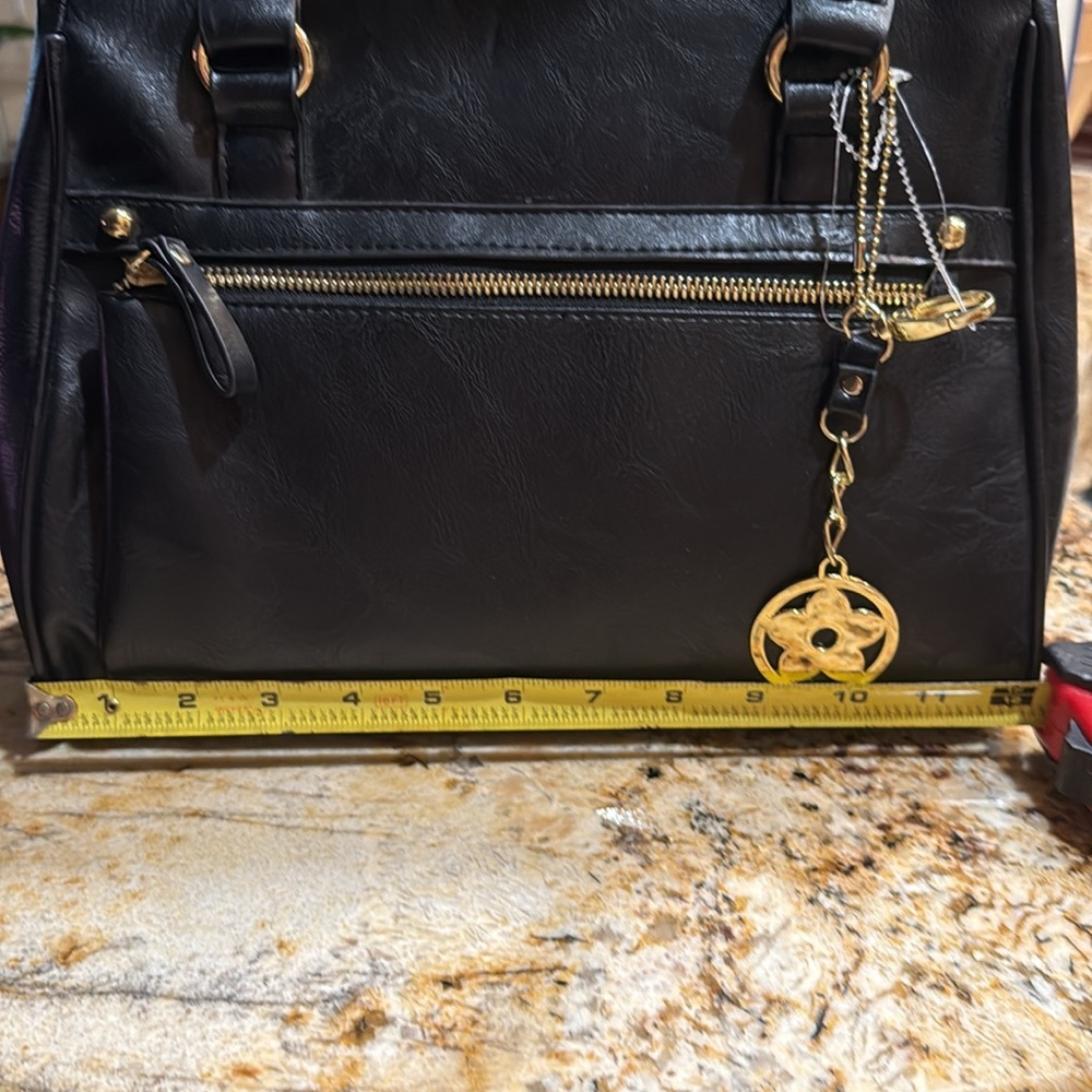 Bueno Black Shoulder Bag with Gold-Tone Hardware - Picture 3 of 4